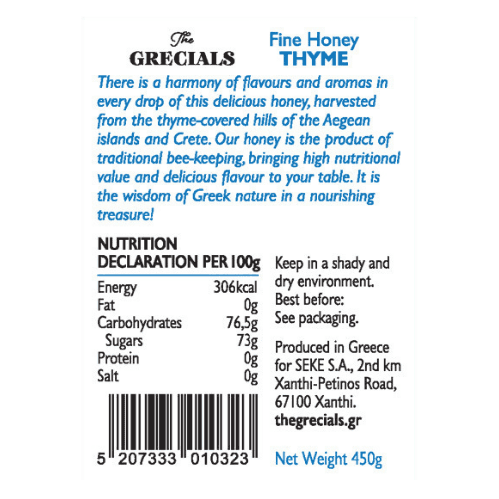 The Grecials Fine Honey Thyme 450g