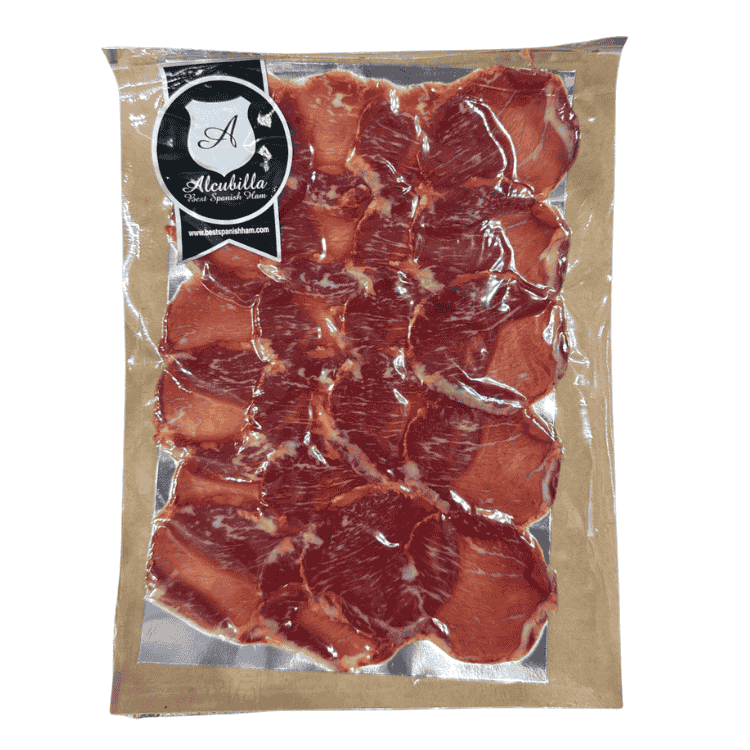 Alcubilla Spanish Sliced Acorn-fed Iberico Lomo 100g