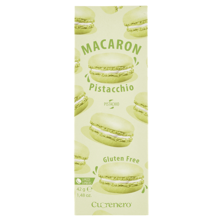 Cuorenero Macaron Pistacchio Flavour Gluten Free x3 42g