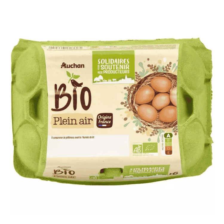Auchan Organic Outdoor Free-range eggs x6
