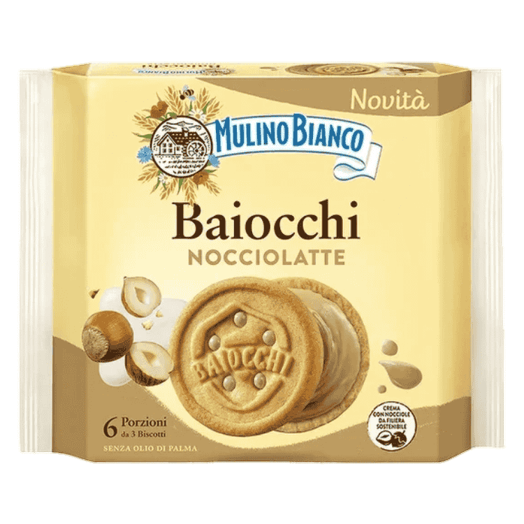 Mulino Bianco Baiocchi Hazelnut Milk Chocolate Biscuits snack pack 168g