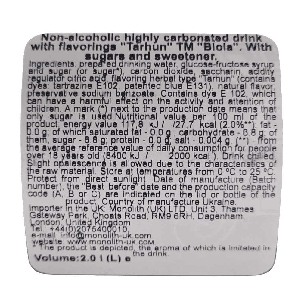 Biola Tarhun Soft Drink 2L