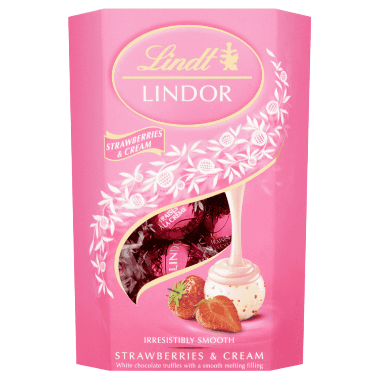 Lindt Lindor Strawberries & Cream cornet 200g