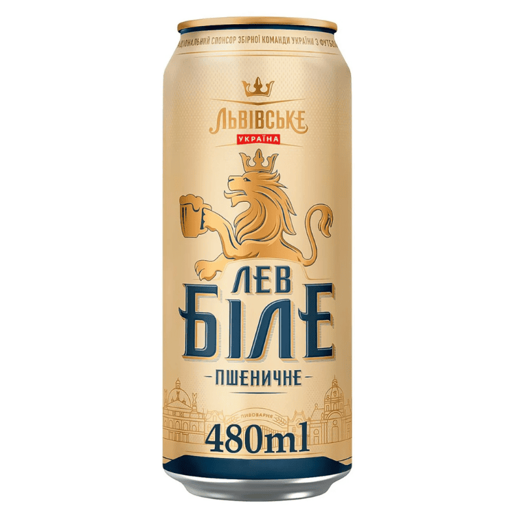 Lvivske Lev Bile Psenicne 4.8% Beer in can 480ml
