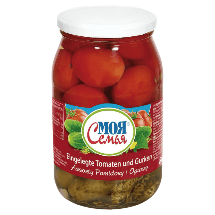 Assorti Pickled tomatoes and cucumbers, My Family 860g