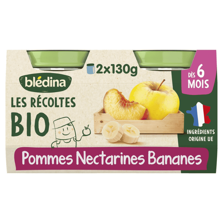 Bledina Organic Apple Nectarine & Banana from 6 months 2x130g