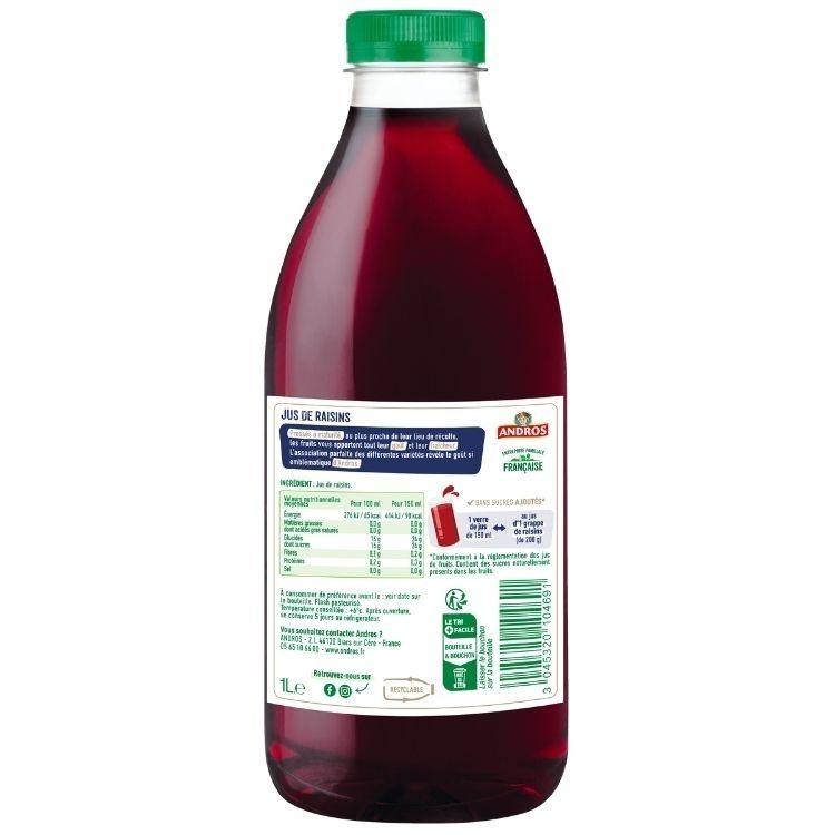 Andros Pure Fresh Red Grape Juice 1L