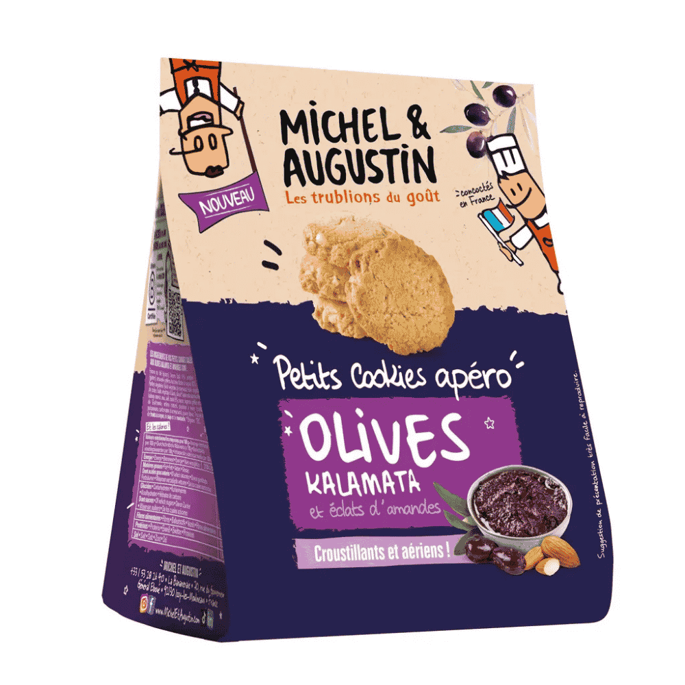 Michel et Augustin Mini Savoury Cookies with Kalamata Olives Almond Pieces 90g