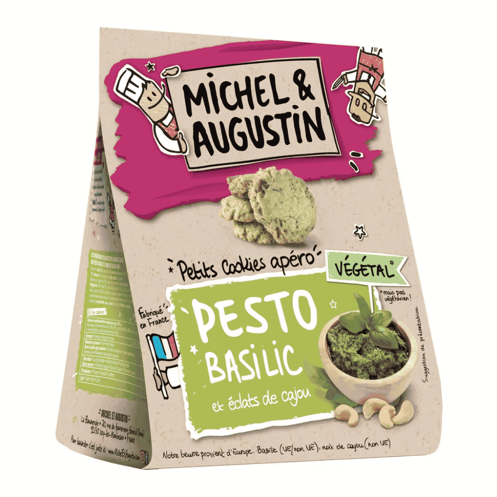 Michel et Augustin Mini Pesto Basil & Cashew Apéritif Cookies 100g