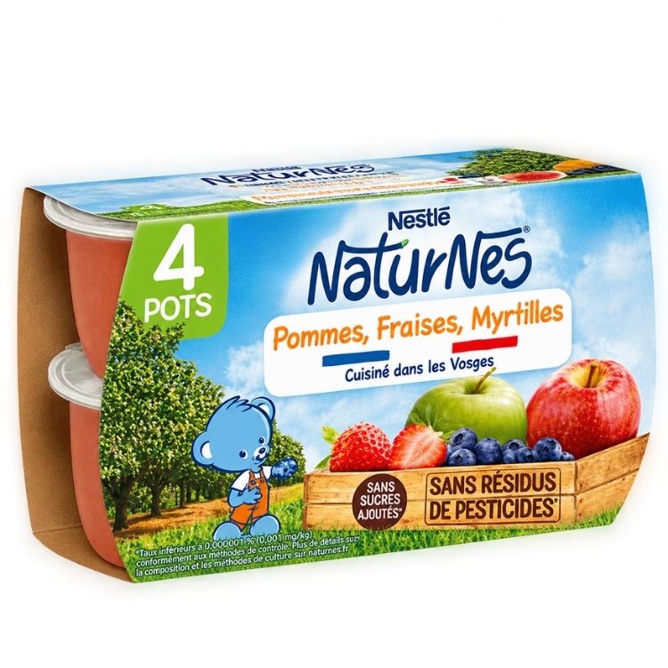 Nestle Naturnes Apple, Strawberries & Blueberries from 6 Months 4x130g