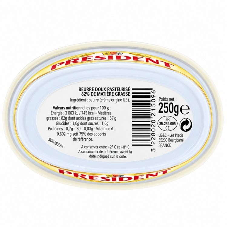 President Unsalted Butter Beurrier 250g
