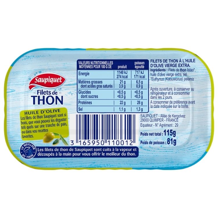 Saupiquet Tuna Fillets in Olive Oil 115g