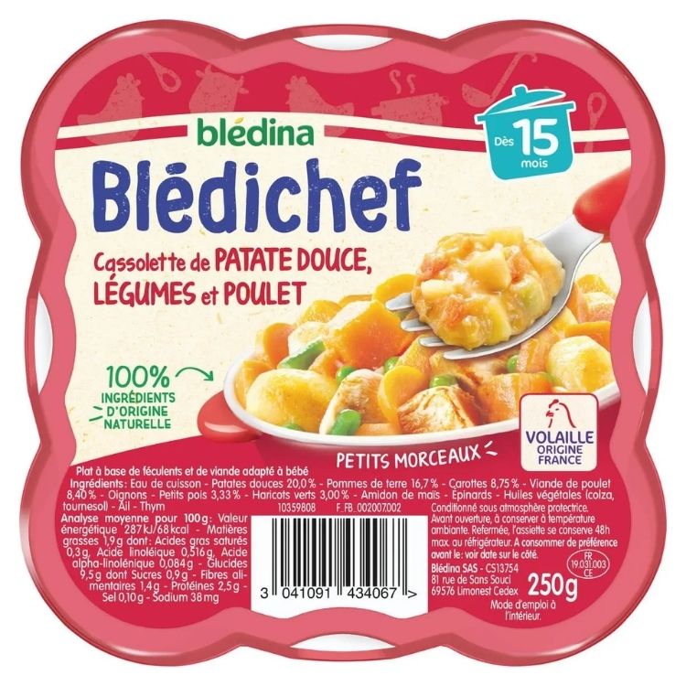 Bledina Bledichef Sweet Potato, Vegetables & Chicken from 15 Months 250g
