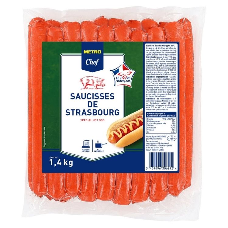 METRO Chef Strasbourg Hot Dog Sausages 1.4kg
