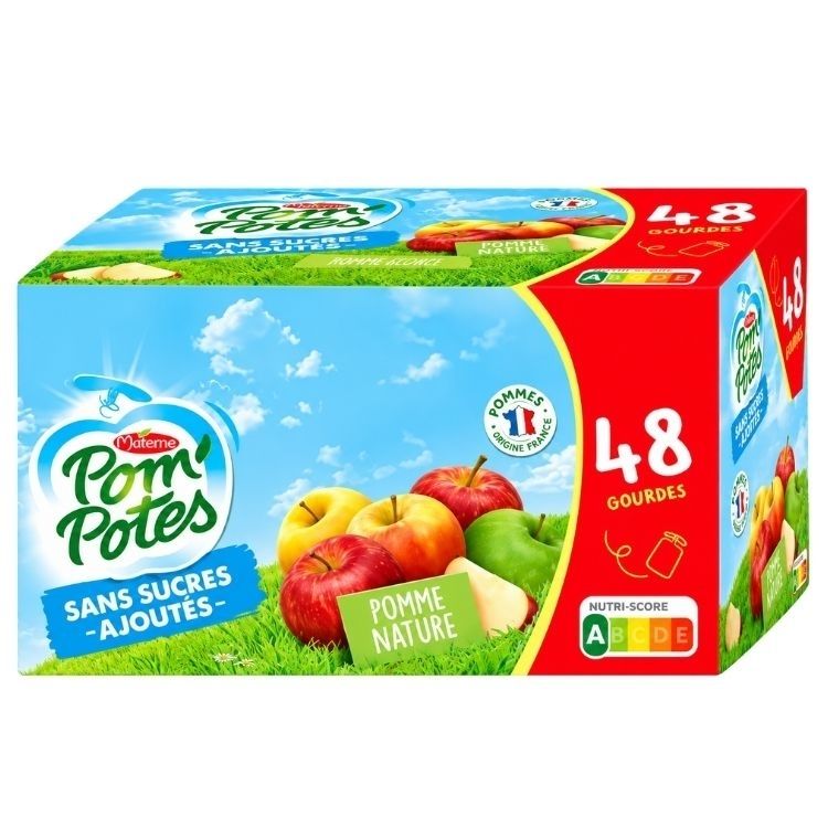 Materne Pom Potes Plain Apple Pouches No Added Sugar 48x90g