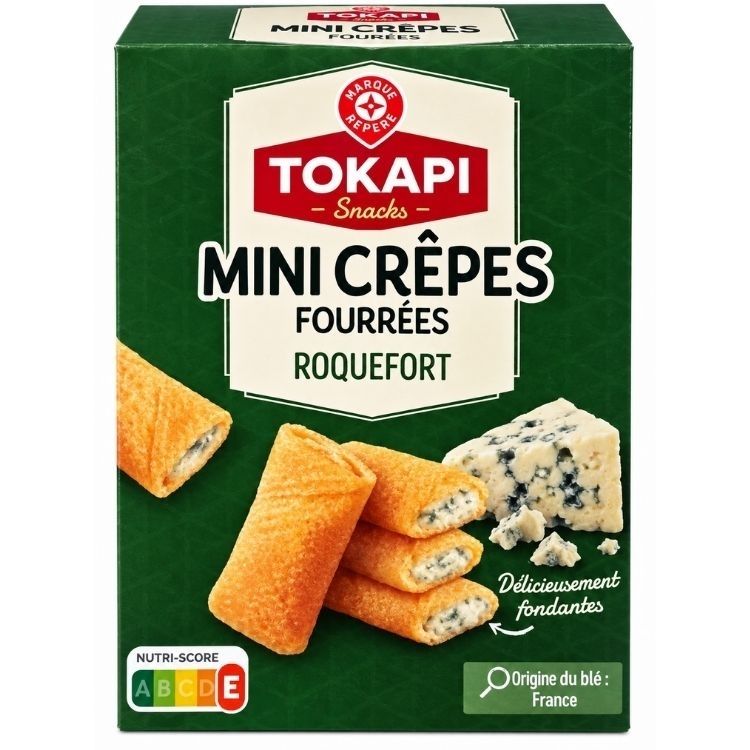 Tokapi Mini Crepes Roquefort Cheese Crackers 65g