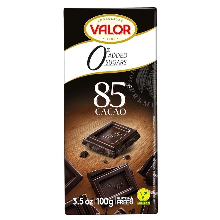 Valor Sugar Free 85% Dark Chocolate Bar 100g