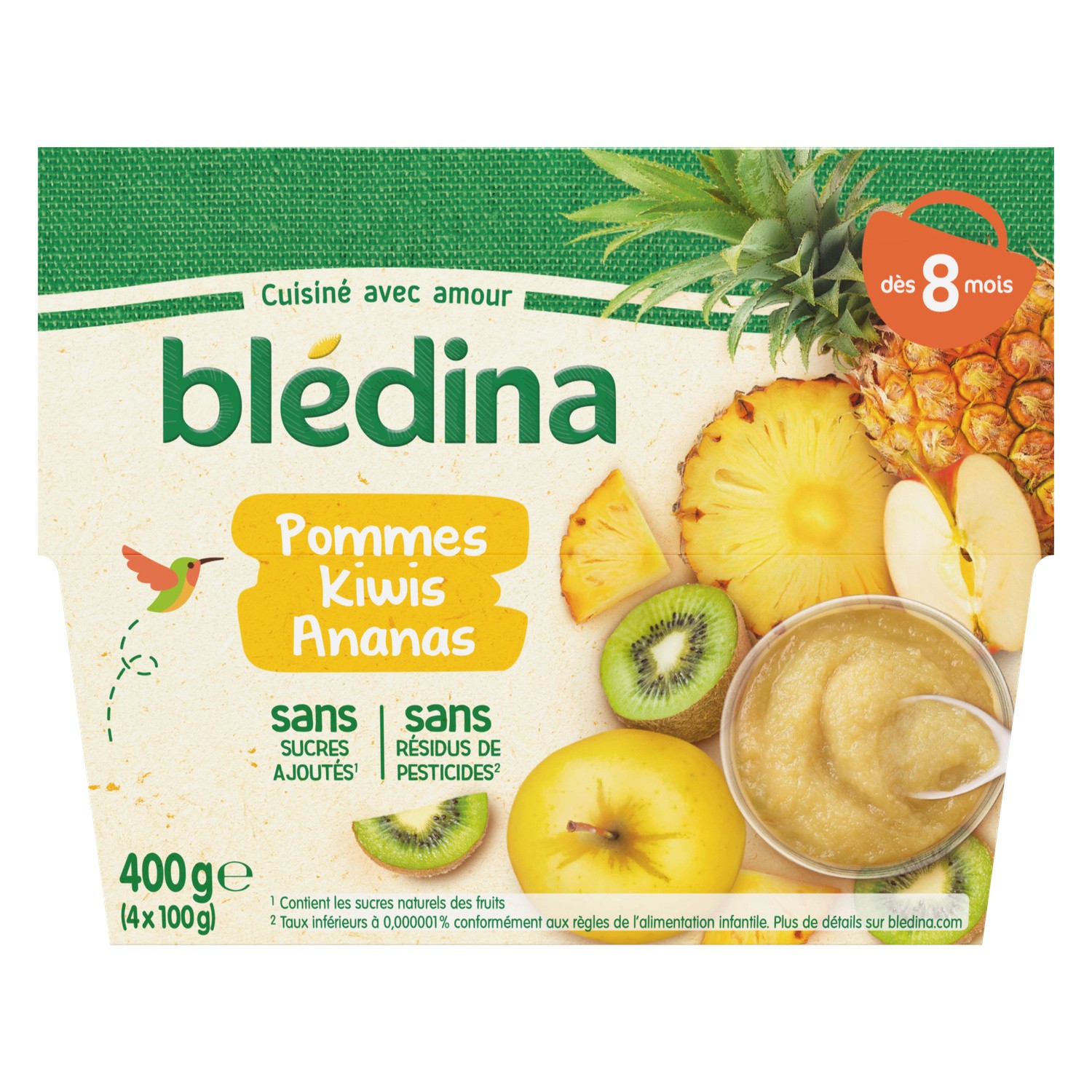 Bledina Apple Kiwi Pineapple Compote From 8 Months 4x100g Europafoodxb Buy Food Online From Europe Best Price