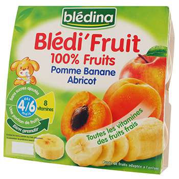 Bledina Bledi'Fruits Apple Banana & Apricot 4x100g from 4 months