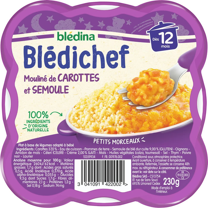 Bledina Bledichef Semoule Mouline De Carottes Au Lait Des 12 Mois Europafoodxb Acheter Des Aliments En Ligne Depuis L Europe Meilleur Prix