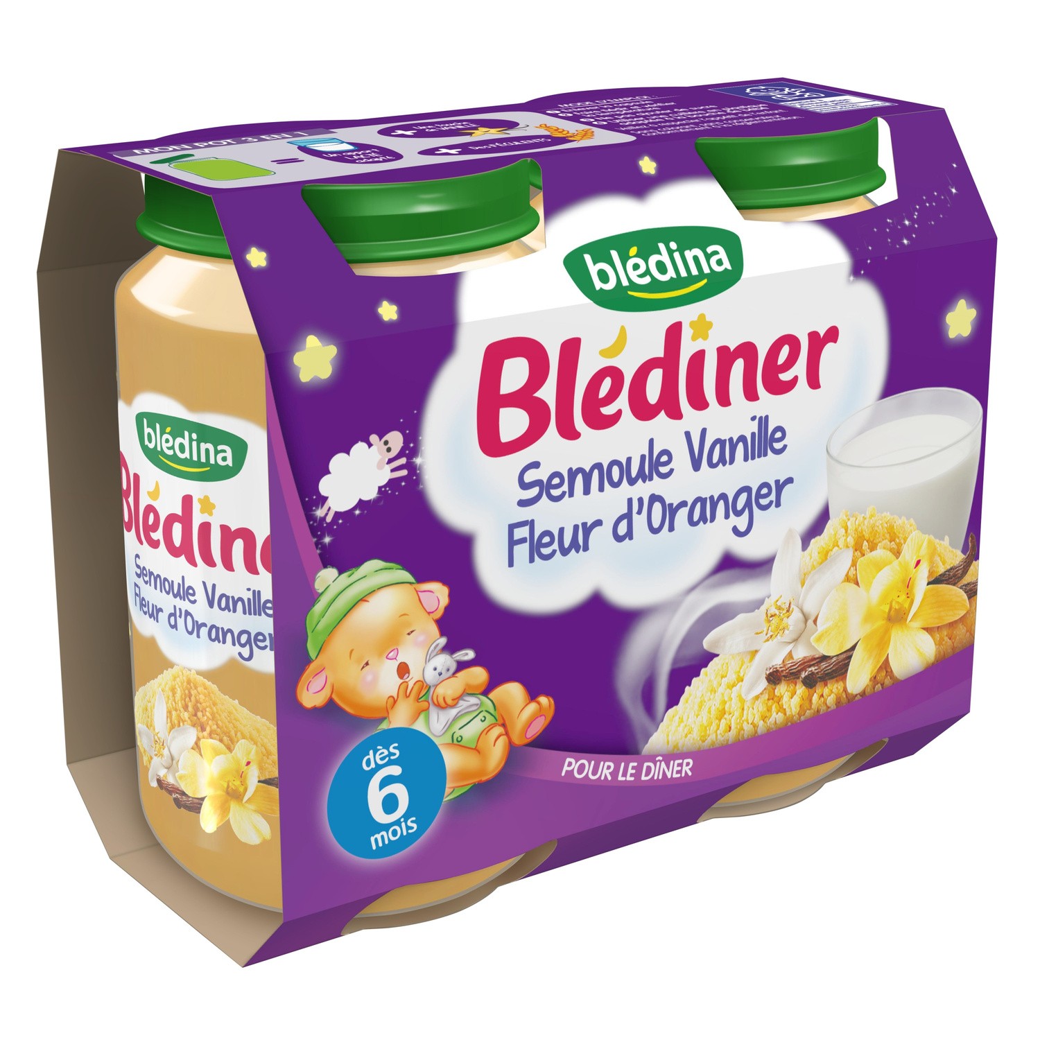 Bledina Blediner Vanilla Semolina with Orange blossom 2x200g from 6 ...