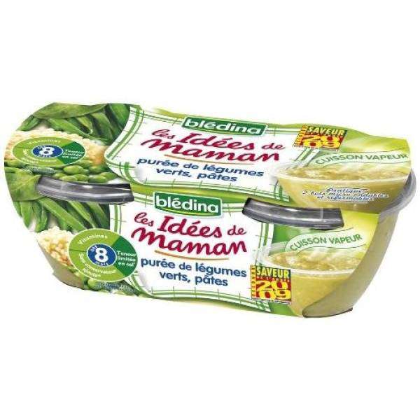 Bledina Idee de Maman Green vegetables puree & pasta 2x200g from 8 months