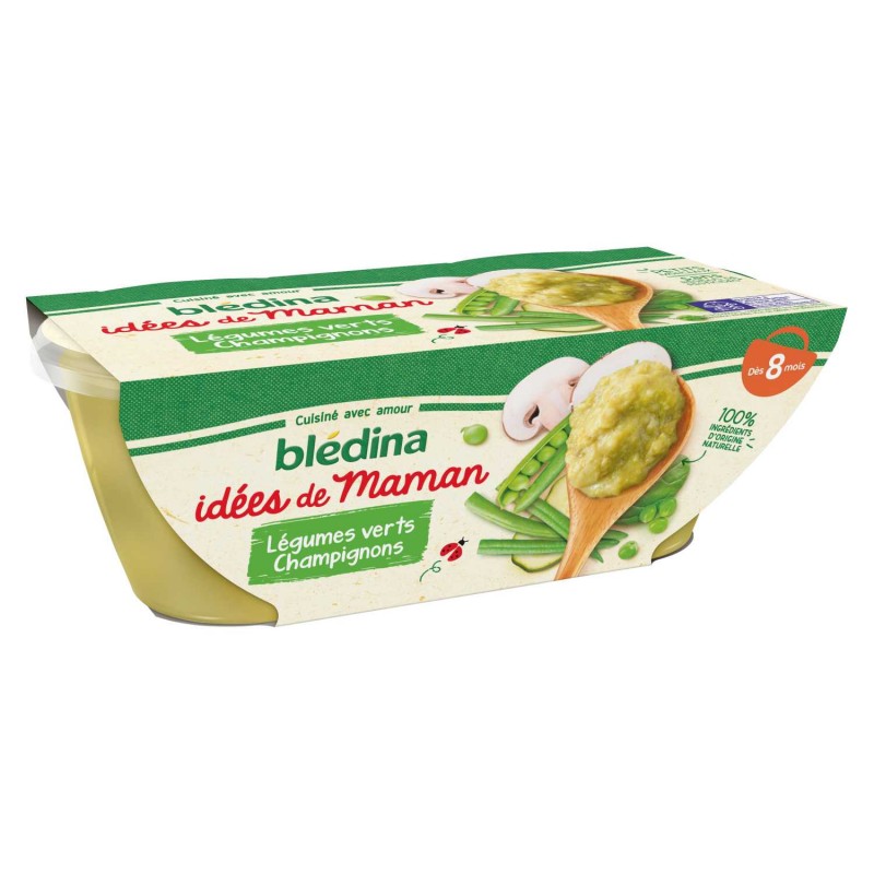 Bledina Idees de Maman Green Vegetables & Mushrooms 2x200g from 8 months