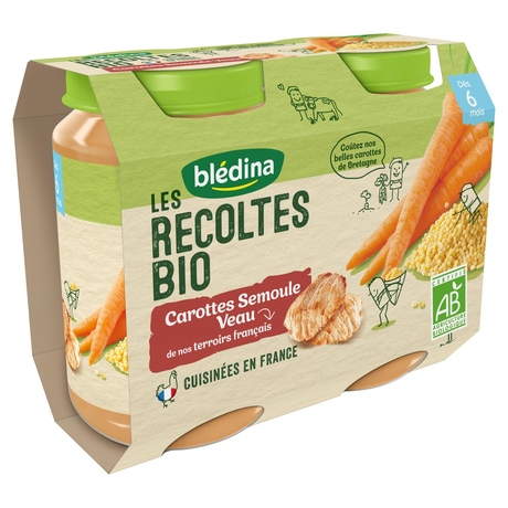 Bledina Organic Carotts, Semolina & Veal 2x200g from 6 months