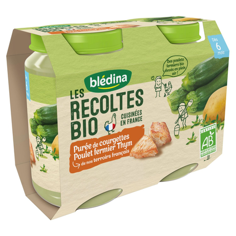 Bledina Organic Courgette Puree & Chicken 2x190g from 6 months