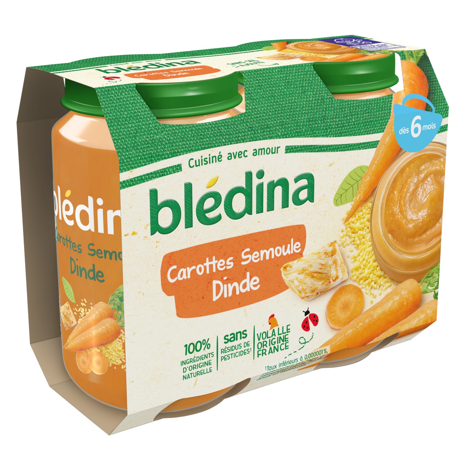 Bledina Pot Carrot Semolina Turkey 2x0g From 6 Months Europafoodxb Buy Food Online From Europe Best Price