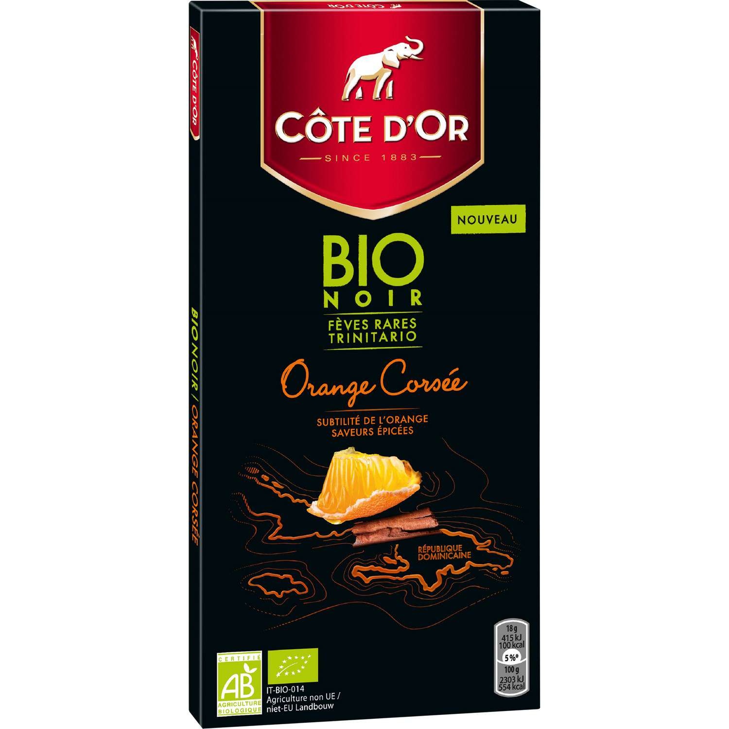 Cote d'or Organic Dark chocolate Orange 90g