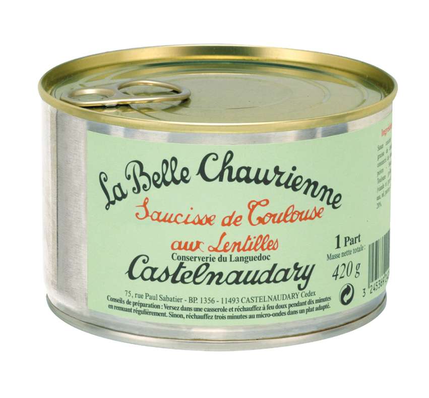 La Belle Chaurienne Toulouse's Sausages with lentils 420g