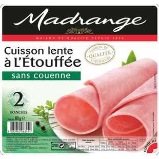 Madrange Ham Le Superieur pork rind free x2 slices 80g