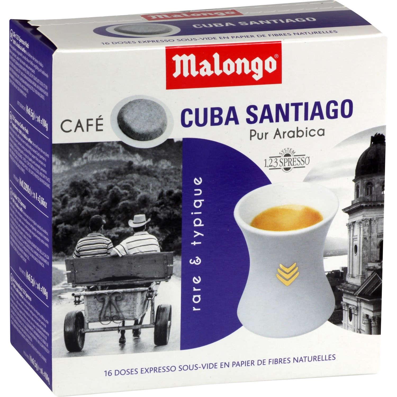 Malongo Coffee Cuba Santiago dosettes pod x16 104g