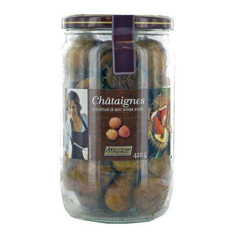 Minerve Whole peeled chestnuts glass jar 420g
