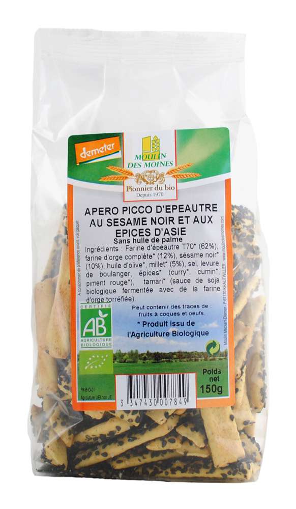 Moulin des Moines Organic Appetizers black sesame and Asian spices 150g