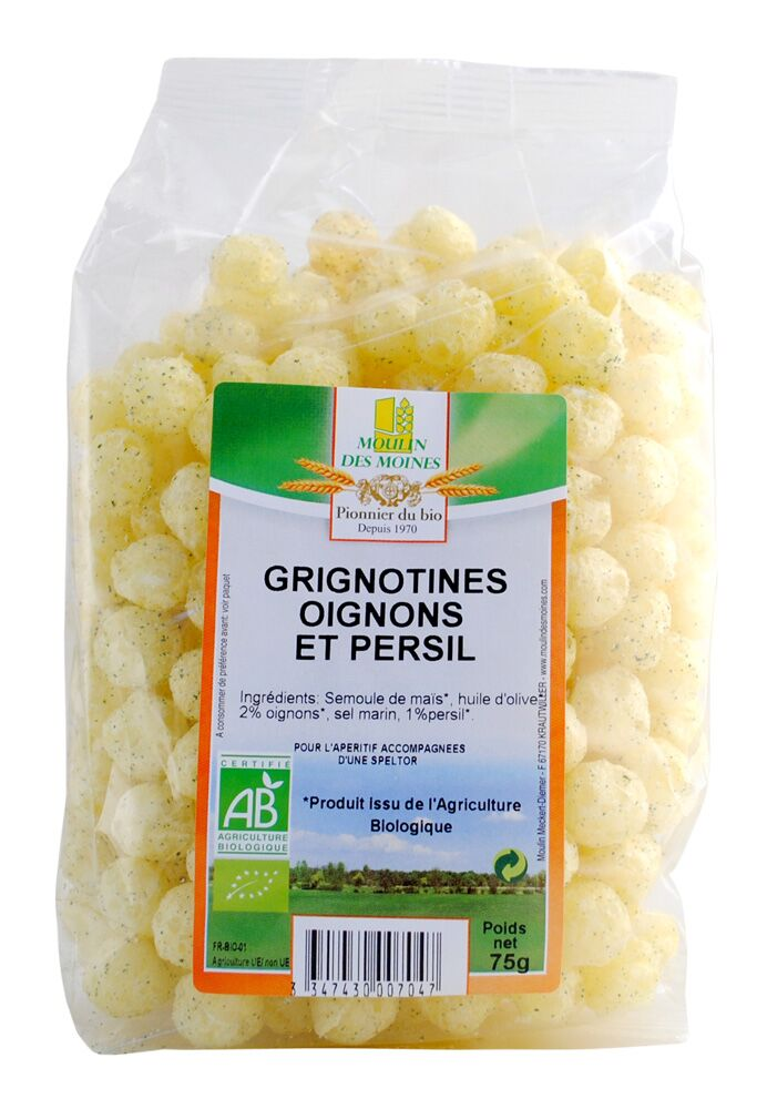 Moulin des Moines Organic Cracker Grignotines onions & Parsley 75g