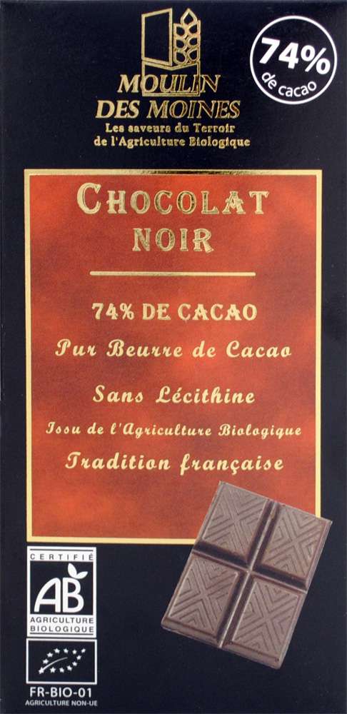 Moulin des Moines Organic Dark chocolate 74% 100g