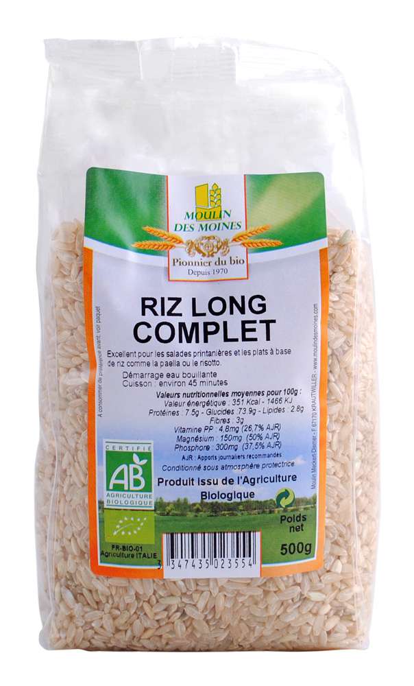 Moulin des Moines Organic Long wholegrain rice 500g