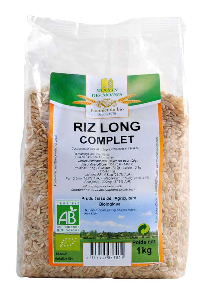 Moulin des Moines Organic Long wholegrain rice 1kg
