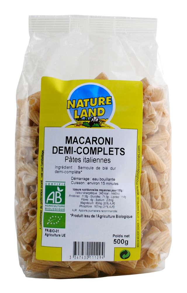 Moulin des Moines Organic Macaroni semi wholegrain  500g