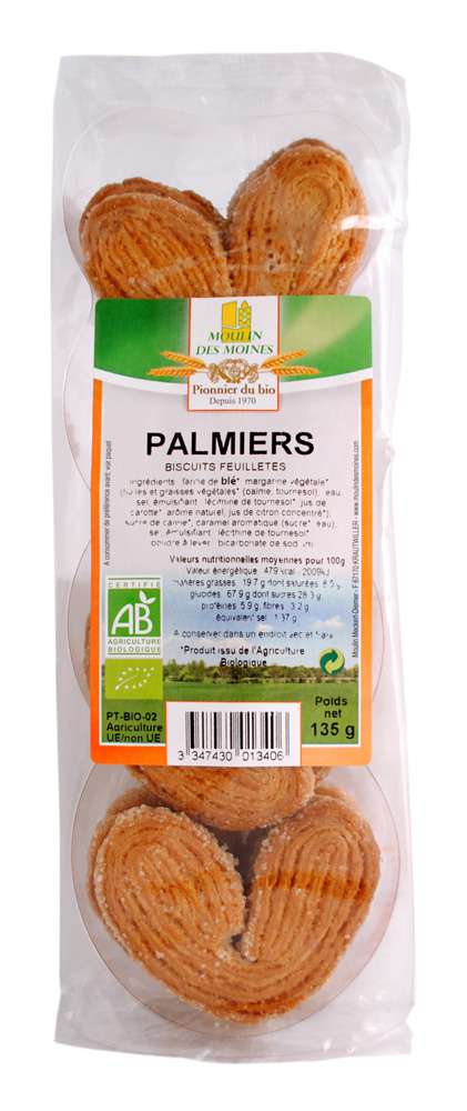 Moulin des Moines Organic Palm biscuits 135g