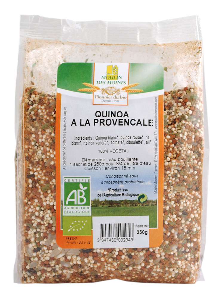 Moulin des Moines Organic Quinoa Provencale style (white & red Quinoa, garlic, tomatoes, parsley) 250g