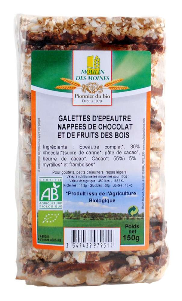 Moulin des Moines Organic spelt cakes with chocolate and berries 160g