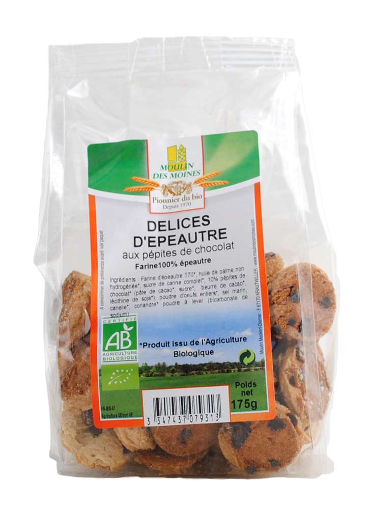 Moulin des Moines Organic Spelt cookies with chocolate chip 175g
