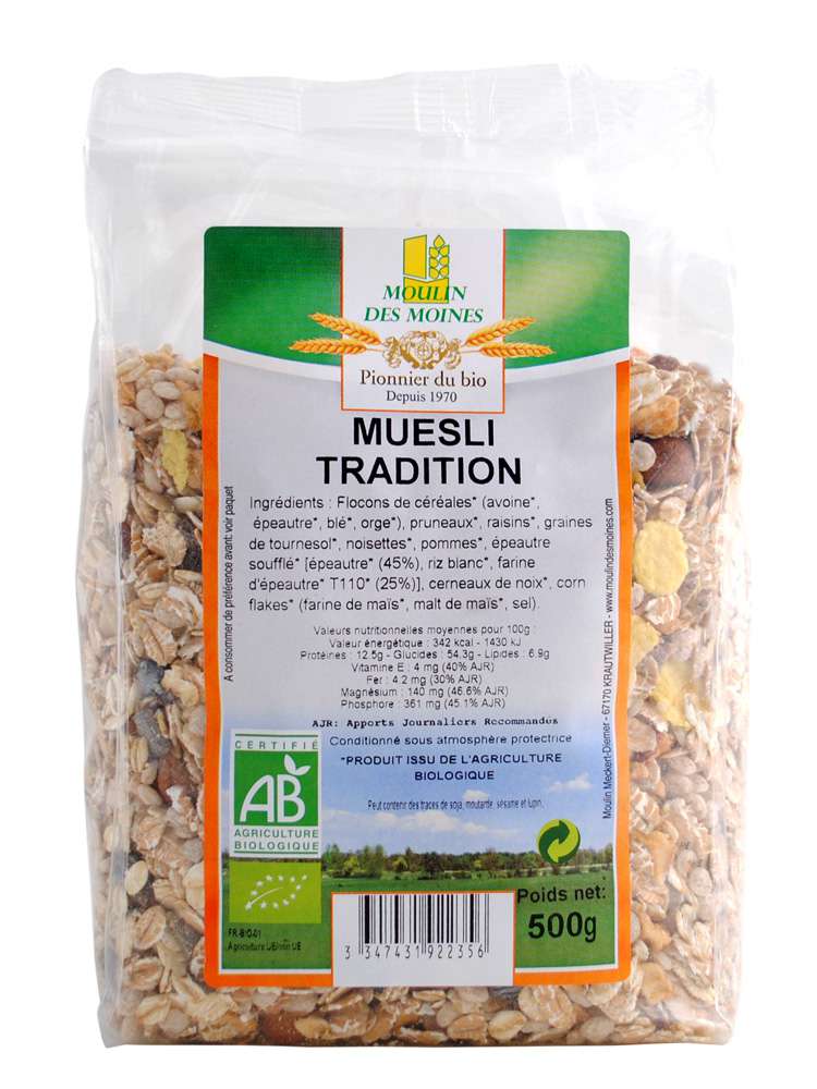 Moulin des Moines Organic Traditional Muesli (Fruits & Grains) 500g