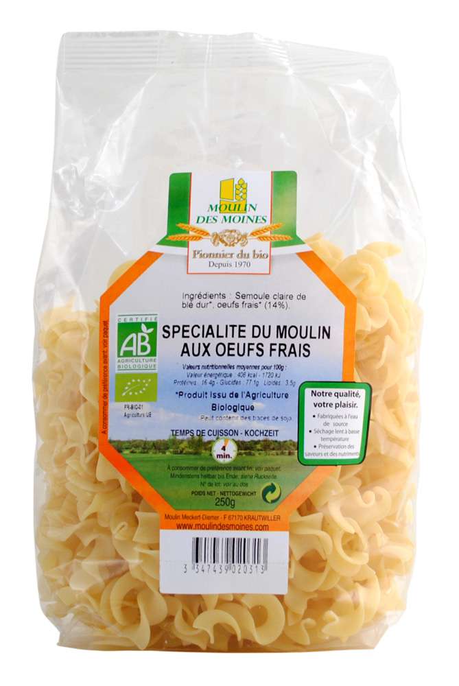 Moulin des Moines Organic White Pasta Specialities - Tagliatelles made with 14% egg 250g