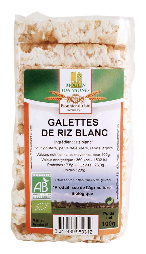 Moulin des Moines Organic White rice cakes 100g