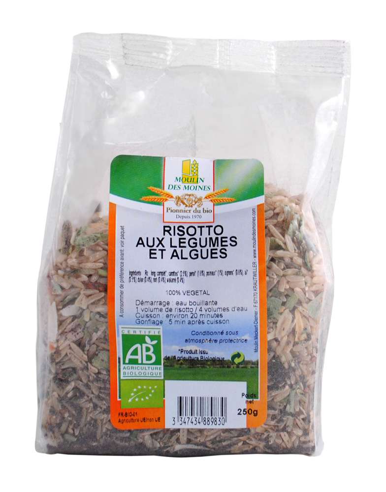 Moulin des Moines Organic wholegrain risotto rice  with vegetables and seaweed 250g