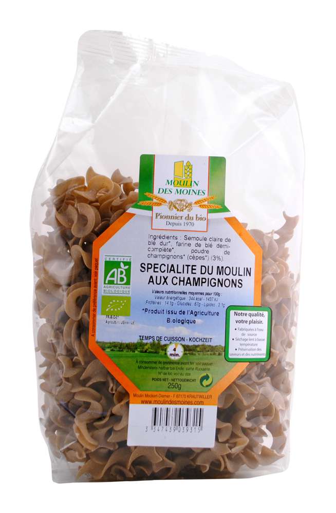 Moulin des Moines Porcini mushrooms speciality - semi wholegrain pasta Organic 250g